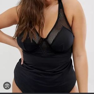 NWT city chic black one piece swimsuit with built in under wire